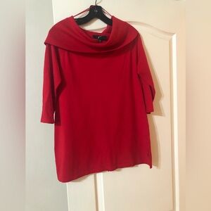 GNW Red smooth cowl neck sweater 3/4 sleeve Size S